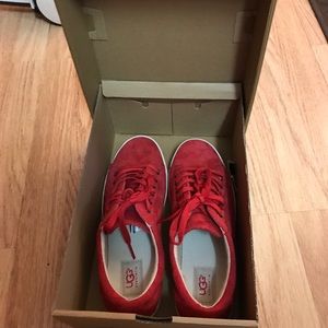 Ugg sneakers , red suede, Size 8. NIB